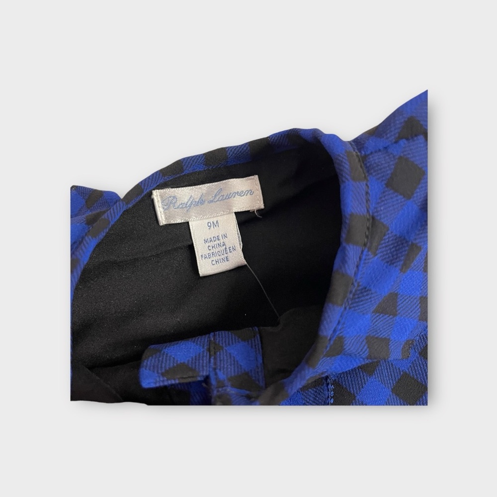 Ralph Lauren Blue Gingham Plaid Dress & Bloomer Set - Picture 4 of 7